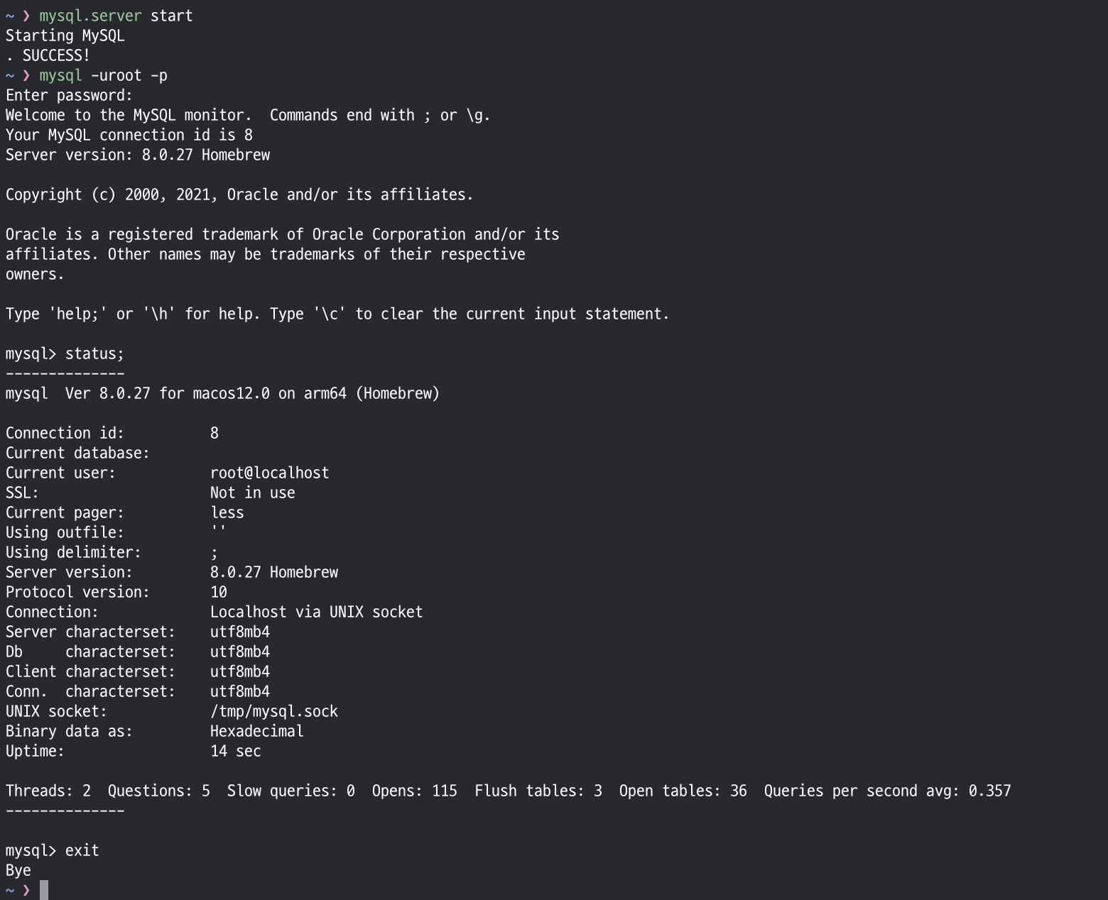  mysql macos mysql 